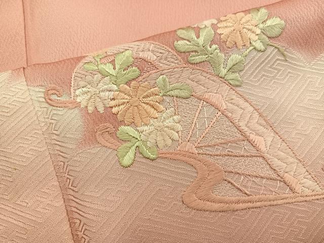 平和屋着物■豪華色留袖　総刺繍　片輪車花文　暈し染め　正絹　逸品　BAAX5139mz