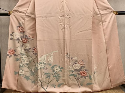 平和屋着物■訪問着　刺繍　花鳥文　暈し染め　正絹　逸品　BAAX5140mz