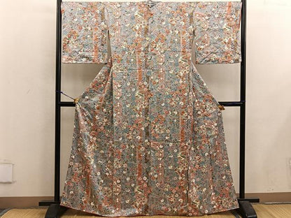 平和屋着物■上質な小紋　絞り　雪輪飛鶴花文　金彩　正絹　逸品　BAAX5141mz