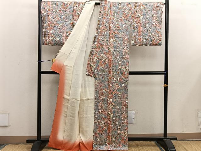 平和屋着物■上質な小紋　絞り　雪輪飛鶴花文　金彩　正絹　逸品　BAAX5141mz