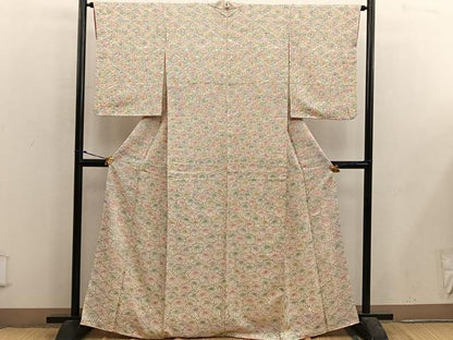 平和屋着物■上質な小紋　菊花文　正絹　逸品　BAAX5146mz