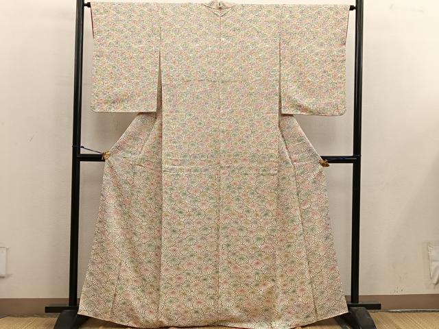 平和屋着物■上質な小紋　菊花文　正絹　逸品　BAAX5146mz