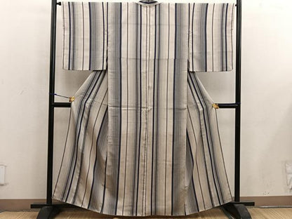 平和屋着物■上質なお召　間道　正絹　逸品　BAAX5147mz