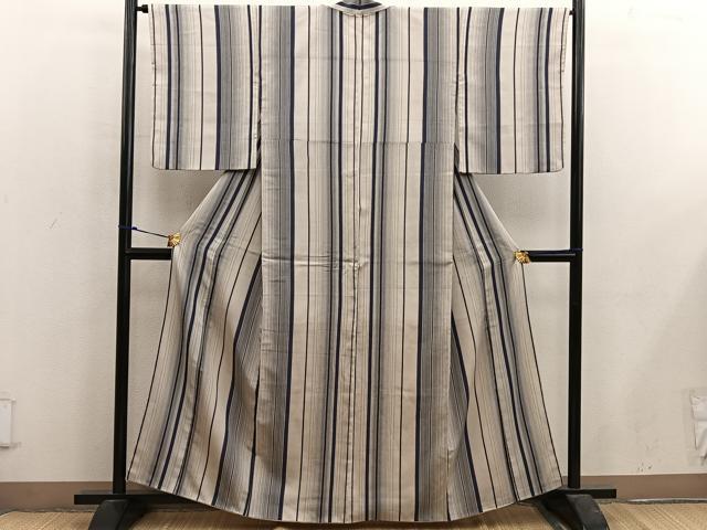 平和屋着物■上質なお召　間道　正絹　逸品　BAAX5147mz