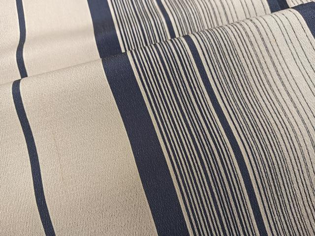 平和屋着物■上質なお召　間道　正絹　逸品　BAAX5147mz