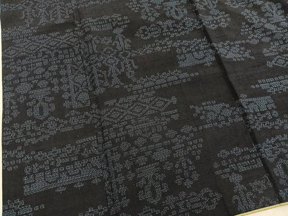 平和屋着物■結城紬　80亀甲　幾何学文様　正絹　逸品　BAAX5148mz