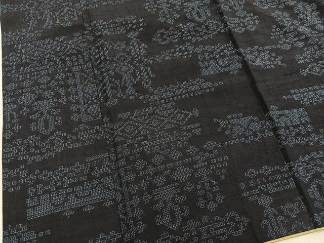平和屋着物■結城紬　80亀甲　幾何学文様　正絹　逸品　BAAX5148mz