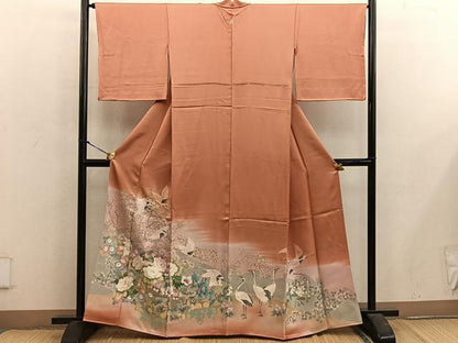 平和屋着物■豪華色留袖　飛鶴花文　暈し染め　正絹　逸品　BAAX5153mz