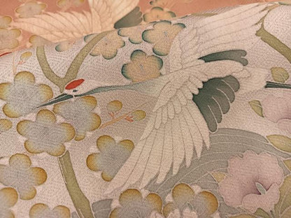 平和屋着物■豪華色留袖　飛鶴花文　暈し染め　正絹　逸品　BAAX5153mz