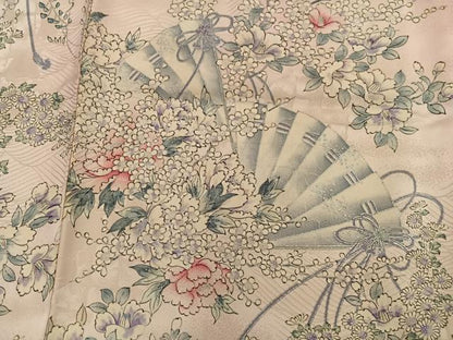 平和屋着物■上質な小紋　檜扇花文　正絹　逸品　BAAX5154mz