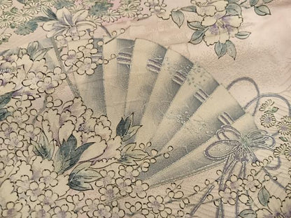平和屋着物■上質な小紋　檜扇花文　正絹　逸品　BAAX5154mz