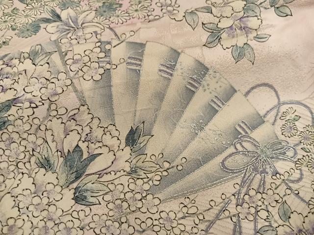 平和屋着物■上質な小紋　檜扇花文　正絹　逸品　BAAX5154mz