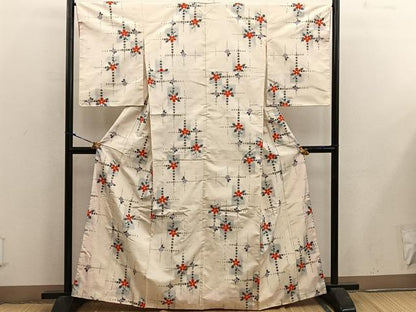 平和屋着物■上質な紬　梅花文　正絹　逸品　BAAX5155mz