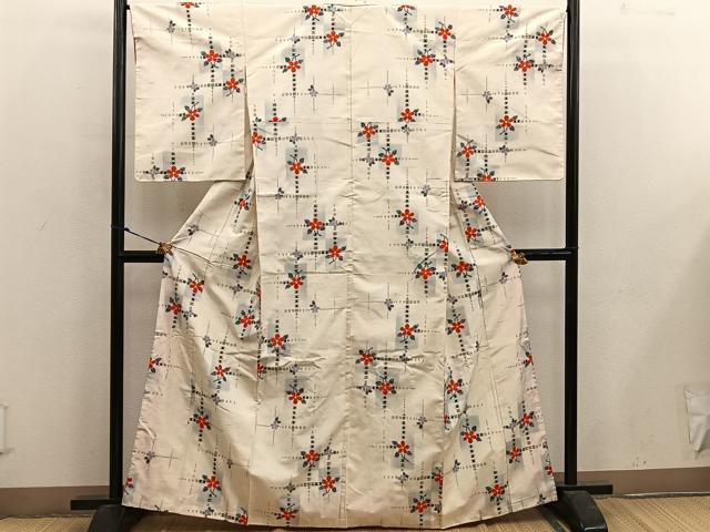 平和屋着物■上質な紬　梅花文　正絹　逸品　BAAX5155mz
