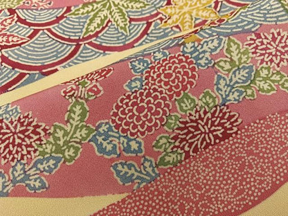 平和屋着物■上質な小紋　型染め　菊花文　正絹　逸品　BAAX5157mz