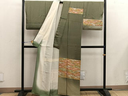平和屋着物■訪問着　駒刺繍　エ霞文　正絹　逸品　BAAX5160mz
