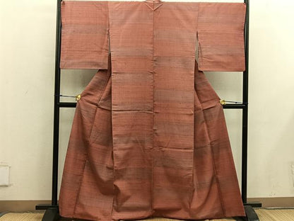 平和屋着物■上質な紬　横段文　正絹　逸品　BAAX5161mz