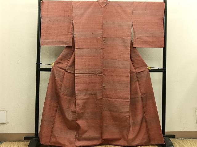 平和屋着物■上質な紬　横段文　正絹　逸品　BAAX5161mz