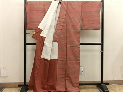 平和屋着物■上質な紬　横段文　正絹　逸品　BAAX5161mz