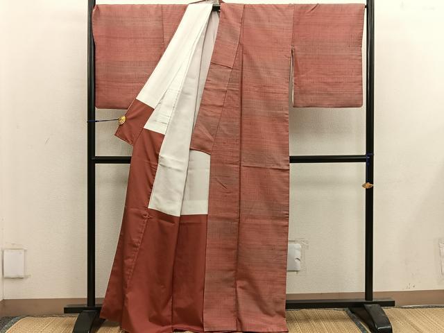 平和屋着物■上質な紬　横段文　正絹　逸品　BAAX5161mz