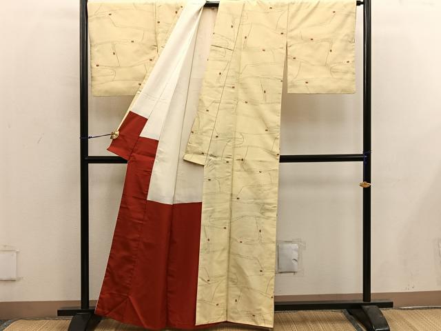 平和屋着物■上質な紬　幾何学文様　正絹　逸品　BAAX5171mz
