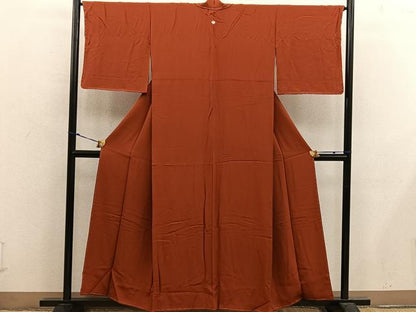 平和屋着物■上質な色無地　栗梅色　正絹　逸品　未使用　BAAX5172mz