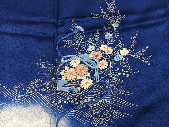 平和屋着物■訪問着　駒刺繍　文箱花文　暈し染め　銀彩　やまと誂製　正絹　逸品　BAAX5173mz