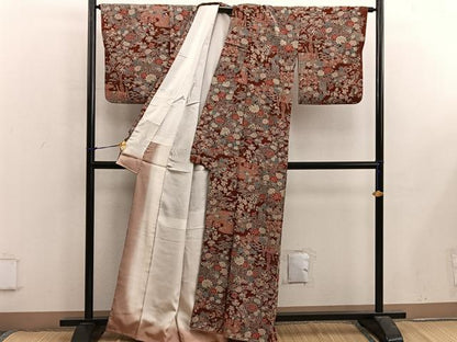平和屋着物■上質な小紋　鴛鴦花文　正絹　逸品　BAAX5177mz