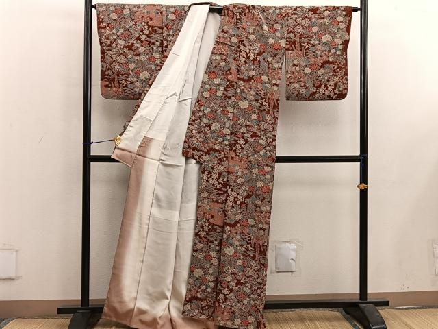 平和屋着物■上質な小紋　鴛鴦花文　正絹　逸品　BAAX5177mz