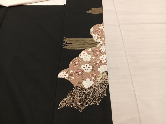 平和屋着物■豪華黒留袖　扇面菊花文　金彩　正絹　逸品　BAAX5178mz