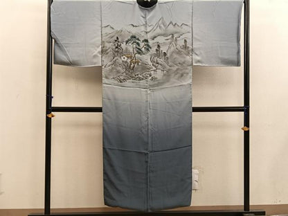 平和屋着物■男性　長襦袢　袷　風景文　正絹　逸品　BAAX5179mz