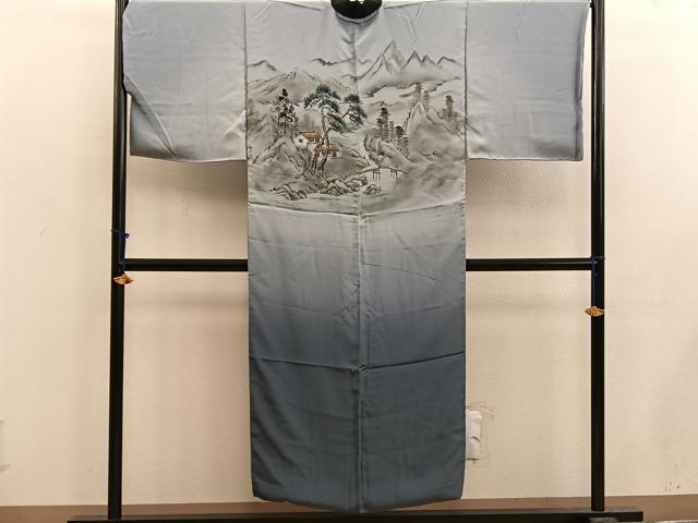 平和屋着物■男性　長襦袢　袷　風景文　正絹　逸品　BAAX5179mz