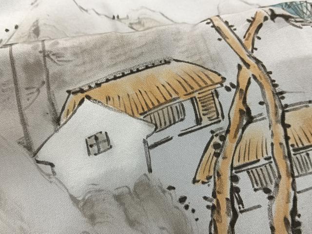 平和屋着物■男性　長襦袢　袷　風景文　正絹　逸品　BAAX5179mz