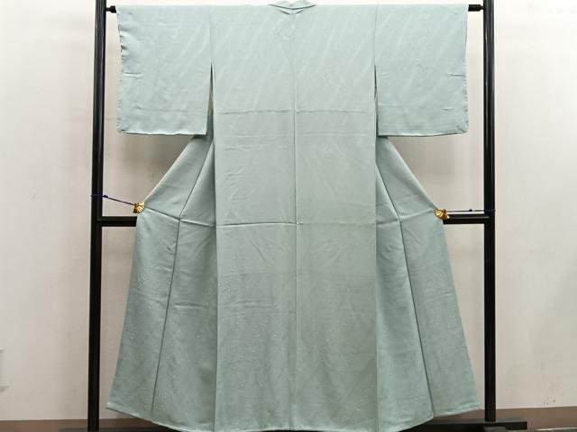 平和屋着物■上質な色無地　草葉地紋　水浅葱色　正絹　逸品　未使用　BAAX5184mz