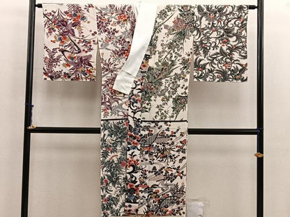 平和屋着物■長襦袢　無双仕立て　籬花文　正絹　逸品　BAAX5186mz