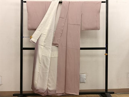 平和屋着物■上質な色無地　作家物　ワンポイント　草花文　宍色　正絹　逸品　BAAX5187mz