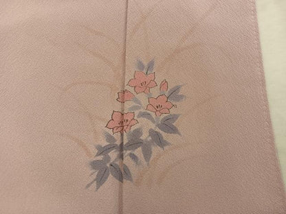 平和屋着物■上質な色無地　作家物　ワンポイント　草花文　宍色　正絹　逸品　BAAX5187mz