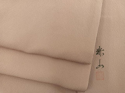 平和屋着物■上質な色無地　作家物　ワンポイント　草花文　宍色　正絹　逸品　BAAX5187mz
