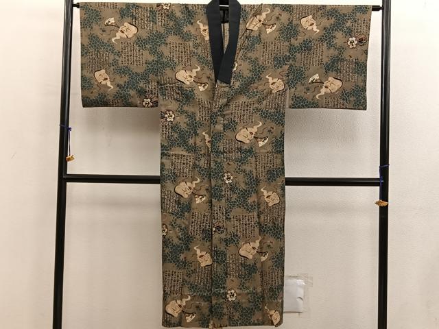 平和屋着物■男性　長襦袢　無双仕立て　お面　ウール　BAAX5192mz
