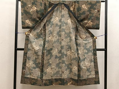 平和屋着物■男性　長襦袢　無双仕立て　お面　ウール　BAAX5192mz