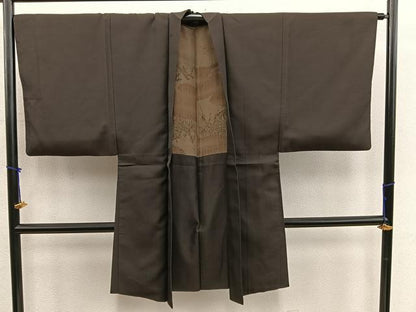 平和屋着物＃男性　羽織　赤墨色　正絹　逸品　BAAX5196mz