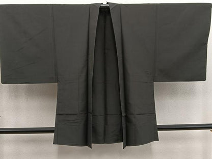 平和屋着物＃男性　羽織　黒緑色　正絹　逸品　BAAX5197mz