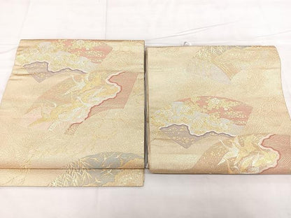 平和屋着物◎つけ帯　唐織　綴れ　数寄屋　地紙花鳥文　金糸　正絹　逸品　BAAX5201qw