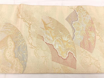 平和屋着物◎つけ帯　唐織　綴れ　数寄屋　地紙花鳥文　金糸　正絹　逸品　BAAX5201qw