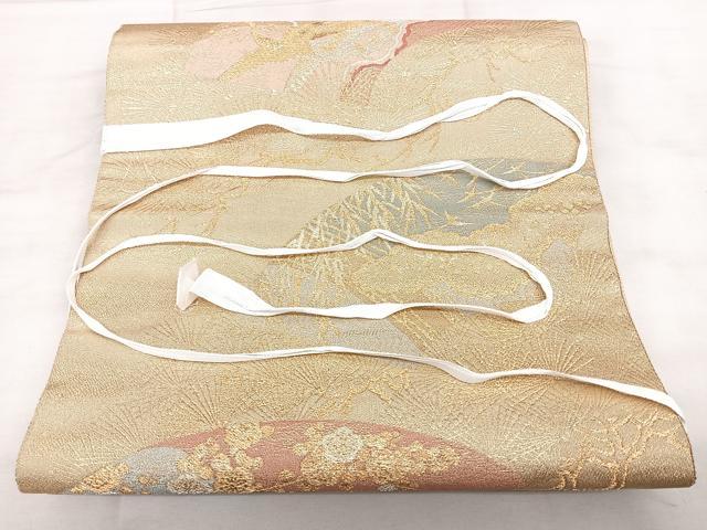 平和屋着物◎つけ帯　唐織　綴れ　数寄屋　地紙花鳥文　金糸　正絹　逸品　BAAX5201qw