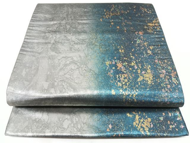 平和屋着物◎六通柄袋帯　霞文　引箔　正絹　逸品　BAAX5205qw