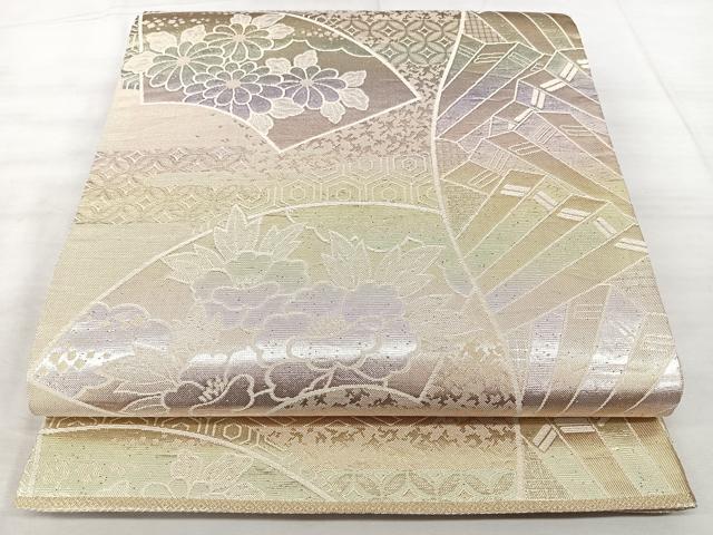 平和屋着物◎佐賀錦　六通柄袋帯　地紙吉祥花文　金銀糸　正絹　逸品　BAAX5210qw