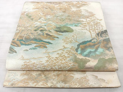 平和屋着物◎西陣　六通柄　本袋帯　風景文　金糸　正絹　逸品　BAAX5214qw