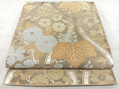 平和屋着物◎六通柄袋帯　立涌花文　金銀糸　正絹　逸品　BAAX5215qw