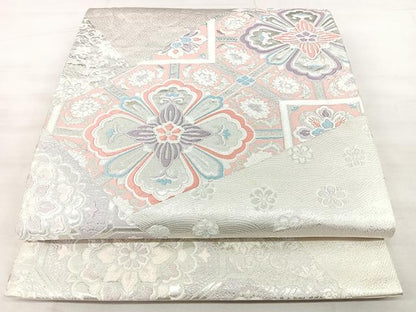 平和屋着物◎六通柄袋帯　九百錦　京みやび　蜀江花文　銀糸　正絹　逸品　BAAX5222qw